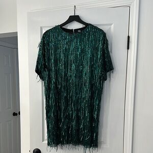 Zara Green Fringe Dress